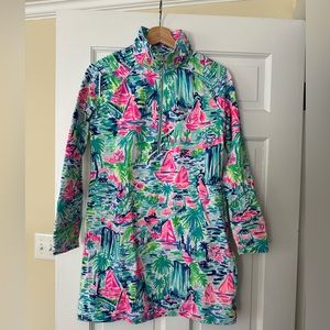 Lilly Pulitzer XS  UPF 50 Skipper Printed Popover Dress - Multi Salt In The Air